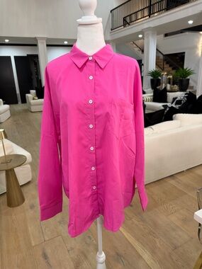 SHEIN Hot Pink Collared Button-Up Top